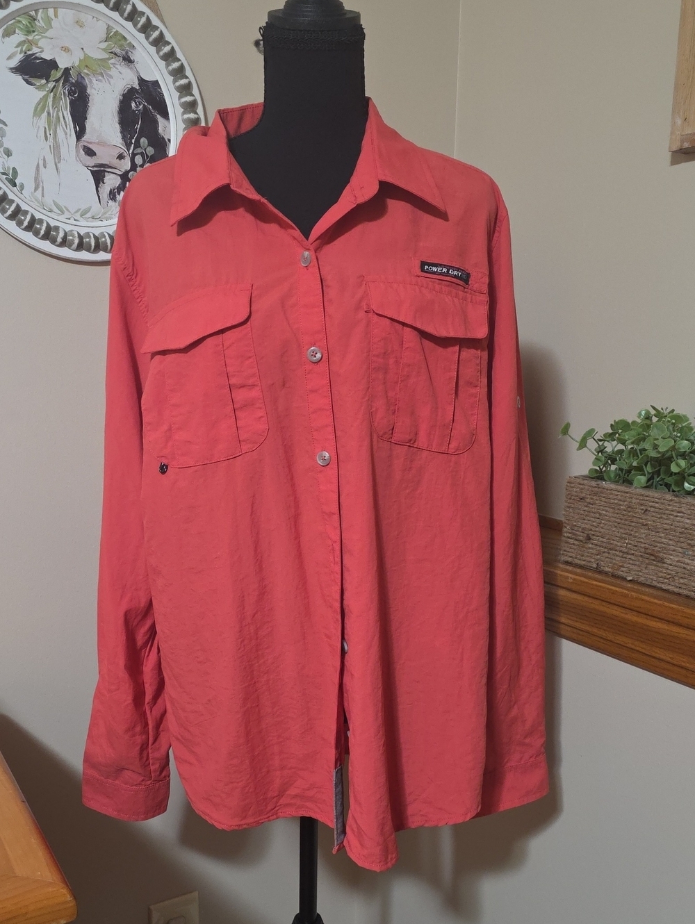 Women’s Button-Down Shirt in Coral by Power Dry